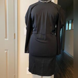 Black cold shoulder dress